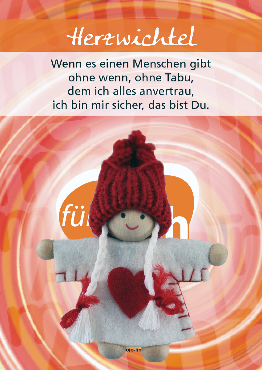 Handgefertigter "Herzwichtel 2" - weißer Wichtel mit Herz und Zöpfe Handgefertigter "Herzwichtel 2" - weißer Wichtel mit Herz und Zöpfe